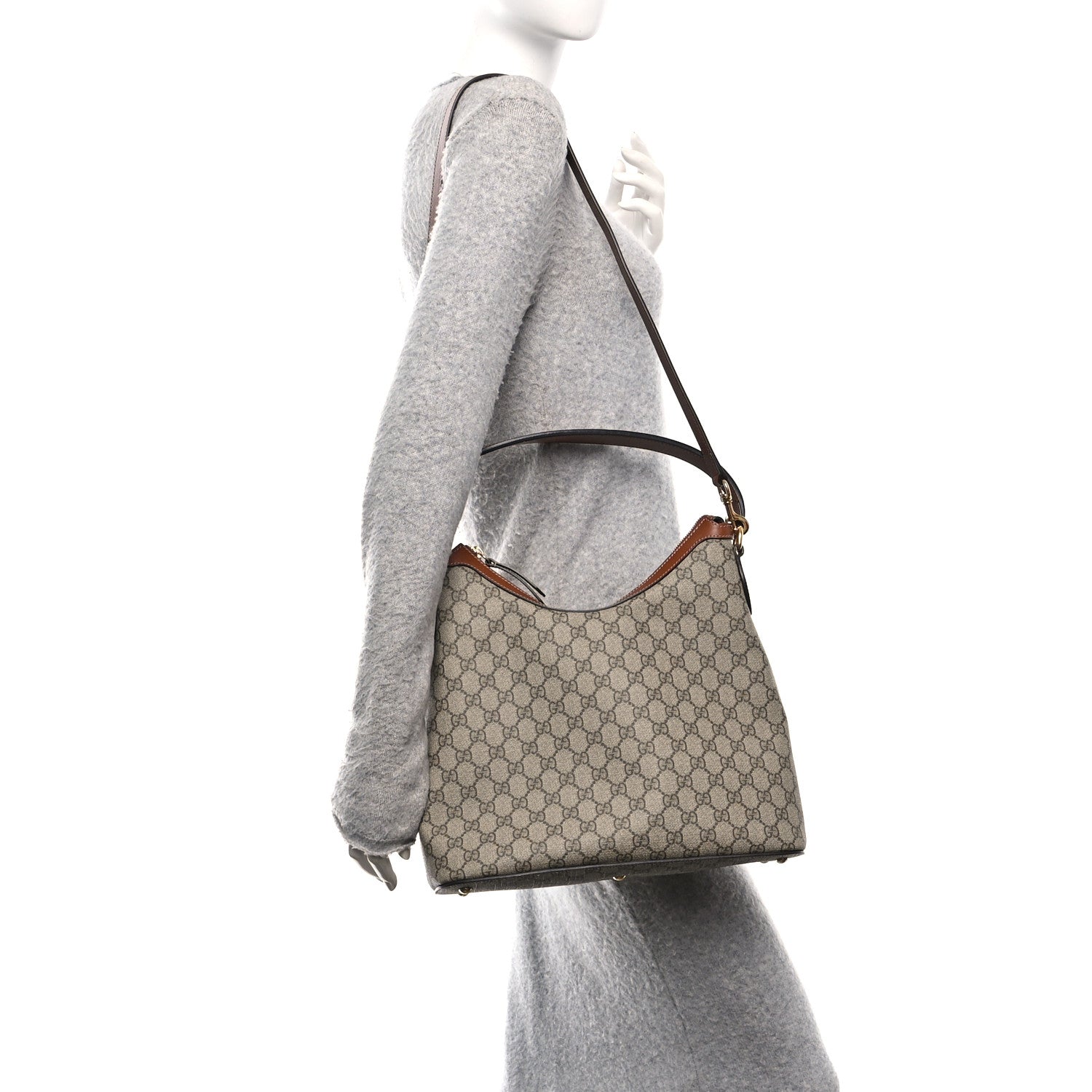 Gucci GG Supreme Monogram Linea A Hobo Brown 2 of 10