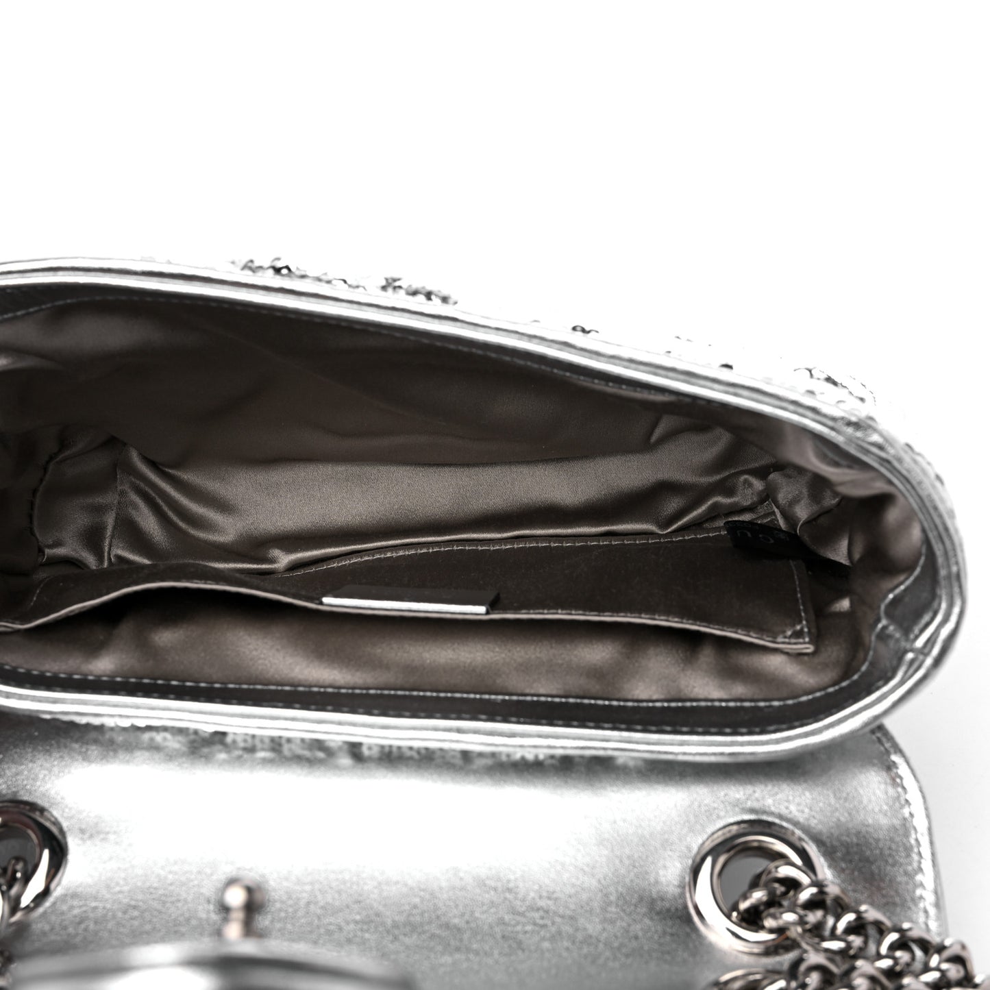 Sequin Matelasse Mini GG Marmont Shoulder Bag Silver