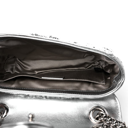 Gucci Sequin Matelasse Mini GG Marmont Shoulder Bag Silver 4 of 8