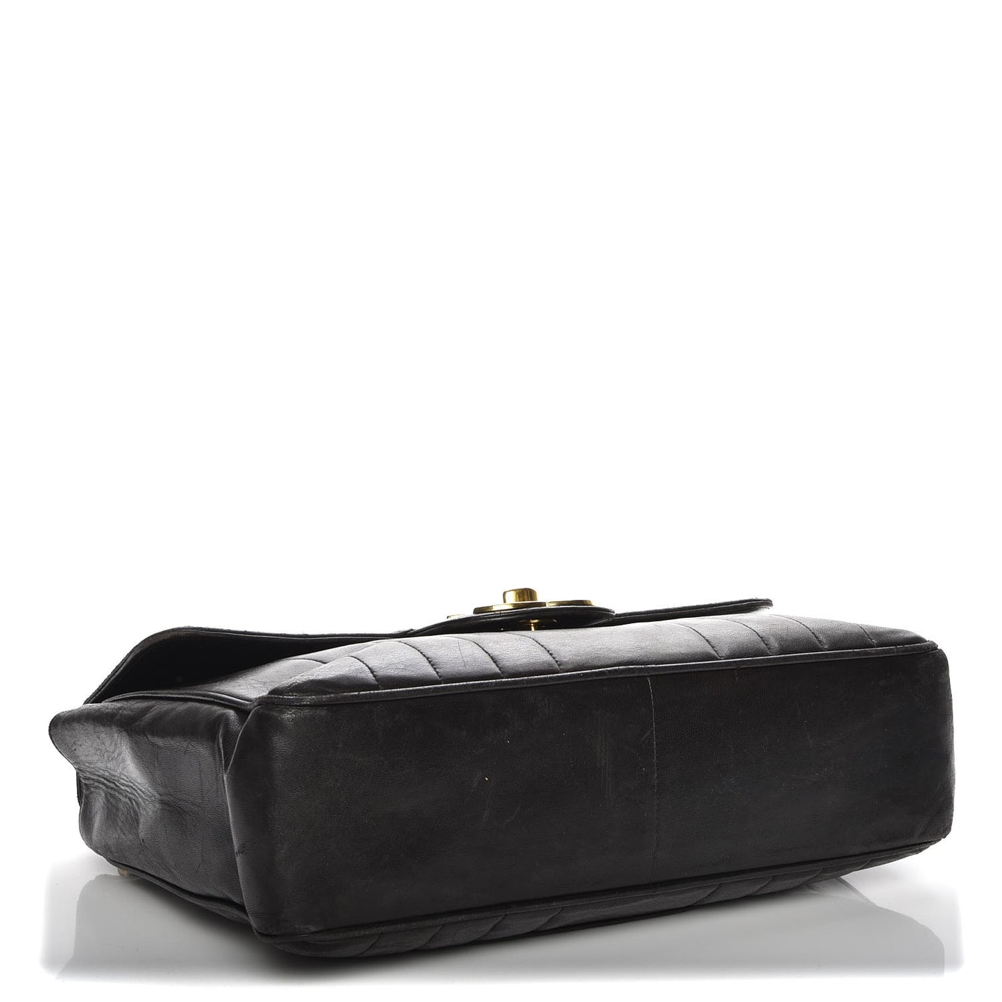 Lambskin Vertical Quilt Jumbo Flap Black