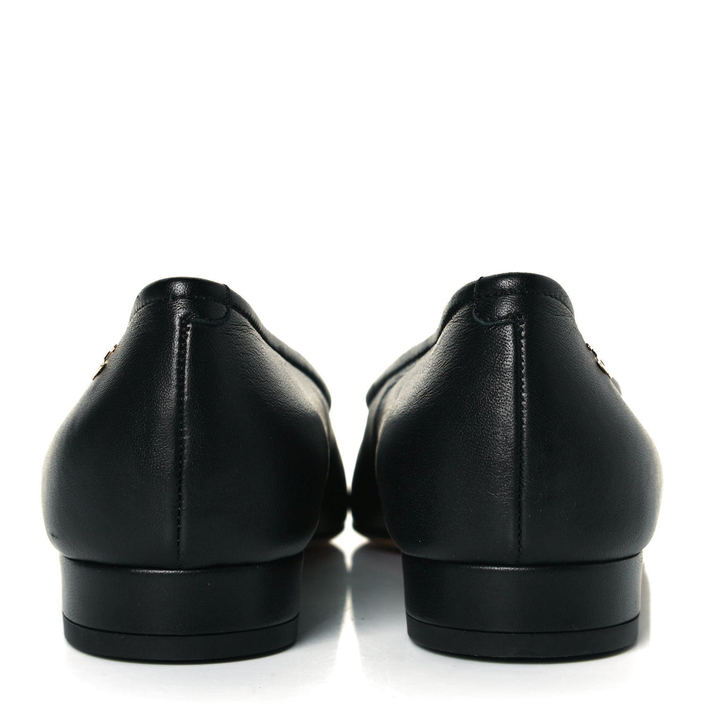 Lambskin Grosgrain Pearl Cap Toe Ballerina Flats 37 Black
