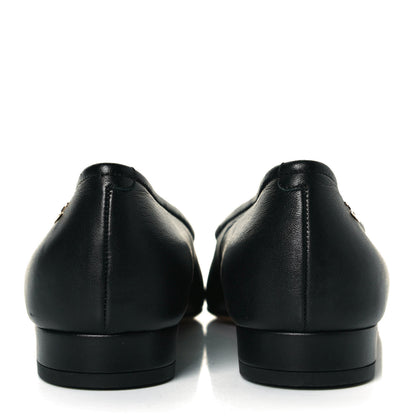 Chanel Lambskin Grosgrain Pearl Cap Toe Ballerina Flats 37 Black 5 of 10