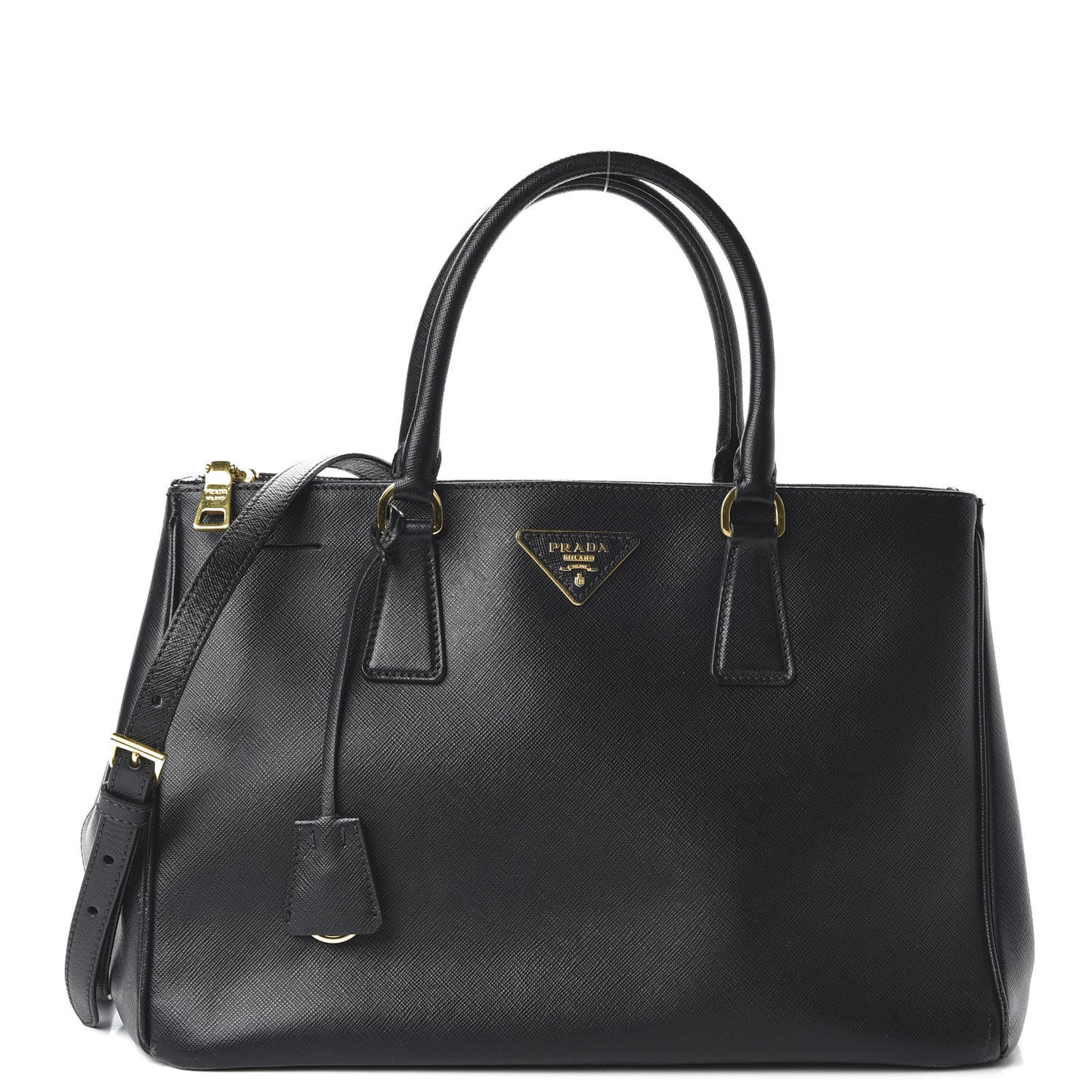 Saffiano Medium Galleria Double Zip Tote Black