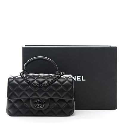 Chanel Lambskin Quilted Mini Top Handle Rectangular Flap So Black 11 of 11