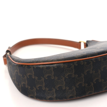 Celine Triomphe Canvas Calfskin Ava Shoulder Bag Tan 8 of 9