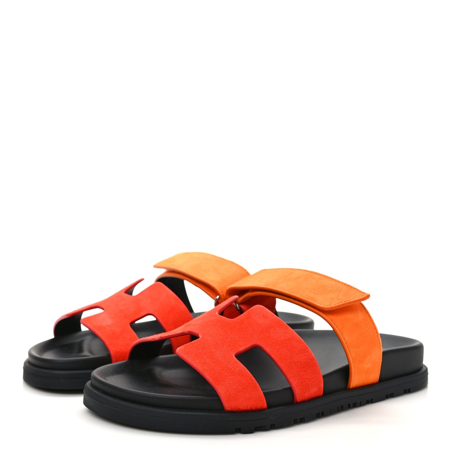 Hermes Suede Goatskin Womens Chypre Sandals 37 Rouge Ecarlate 3 of 8