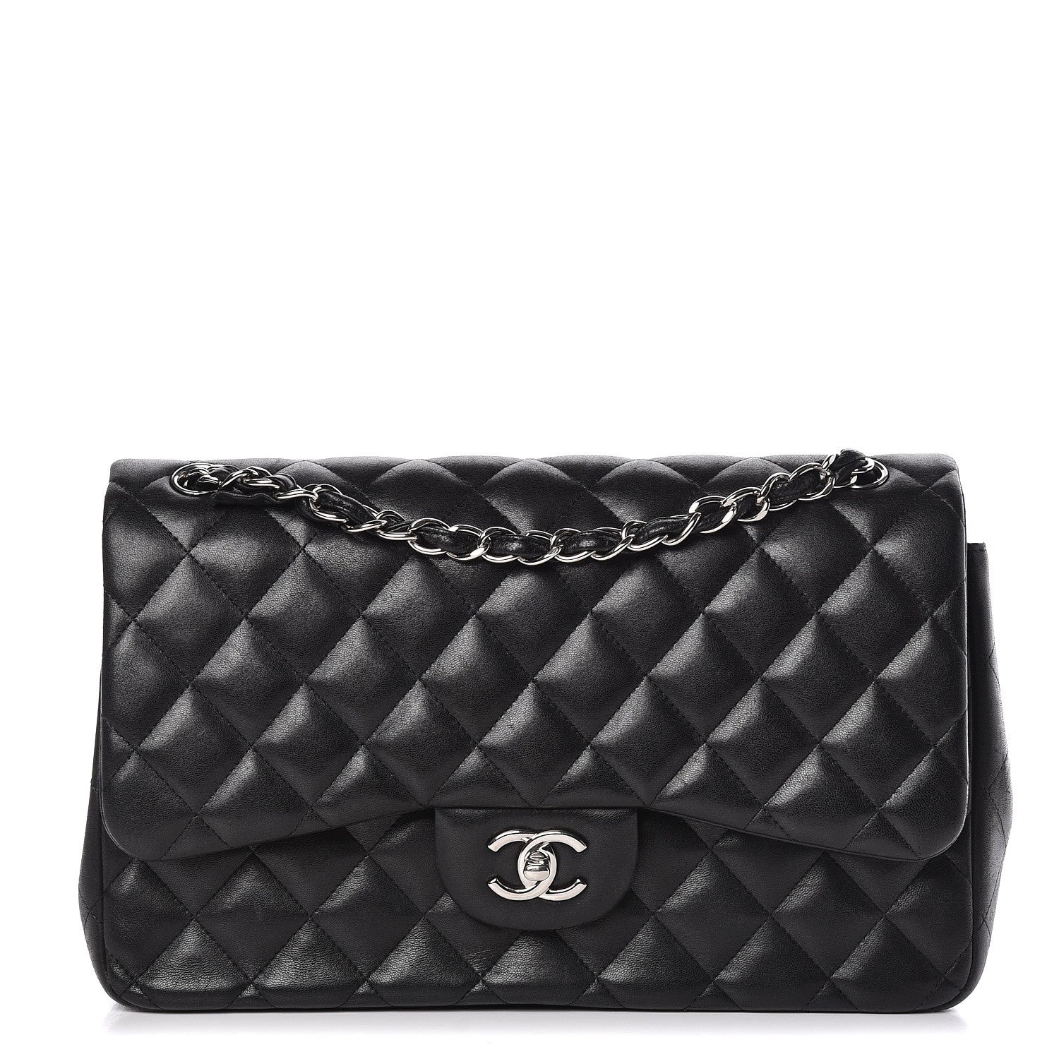 Chanel Lambskin Quilted Jumbo Double Flap Black 1 of 26