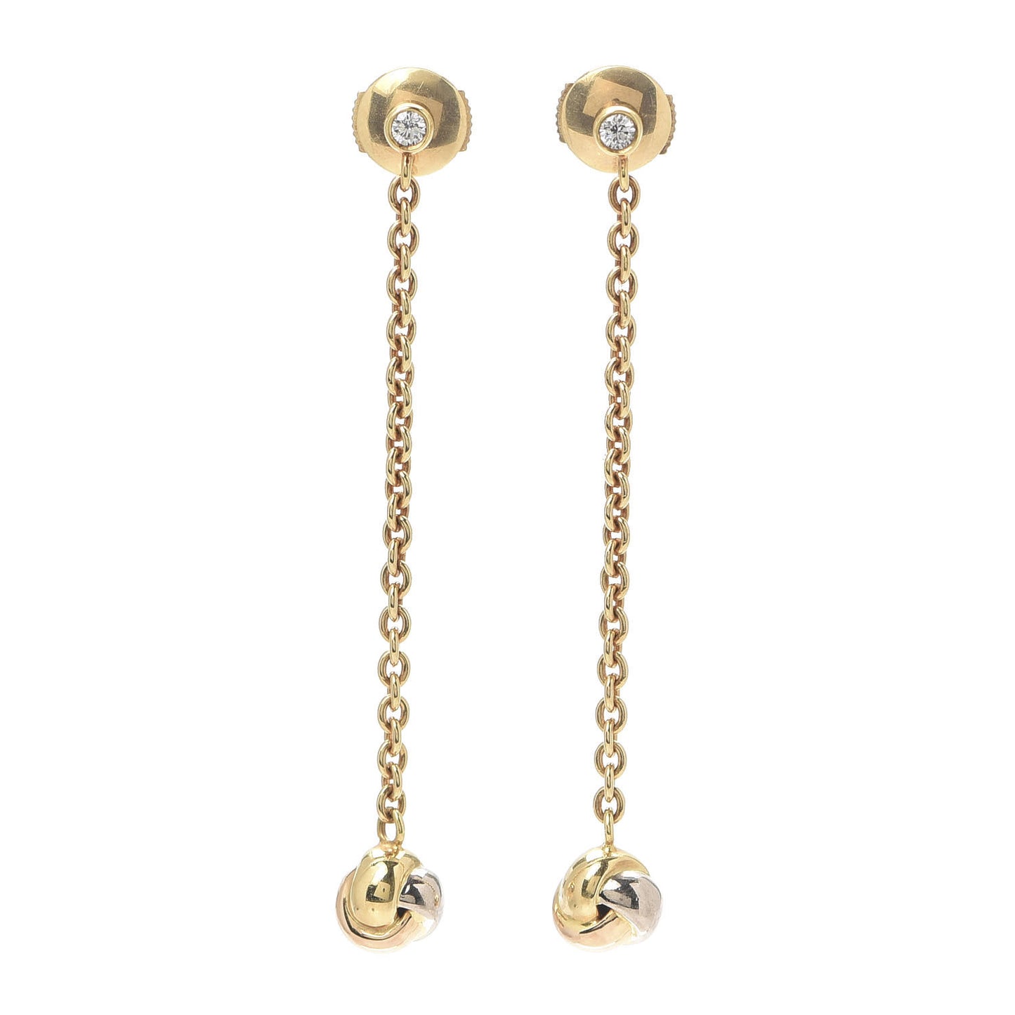 18K Pink Yellow White Gold Baby Trinity Drop Earrings