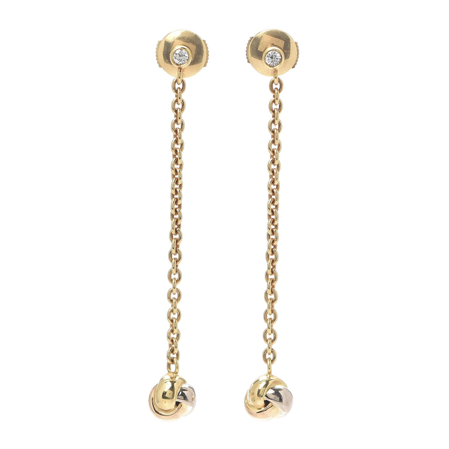 Cartier 18K Pink Yellow White Gold Baby Trinity Drop Earrings 1 of 5