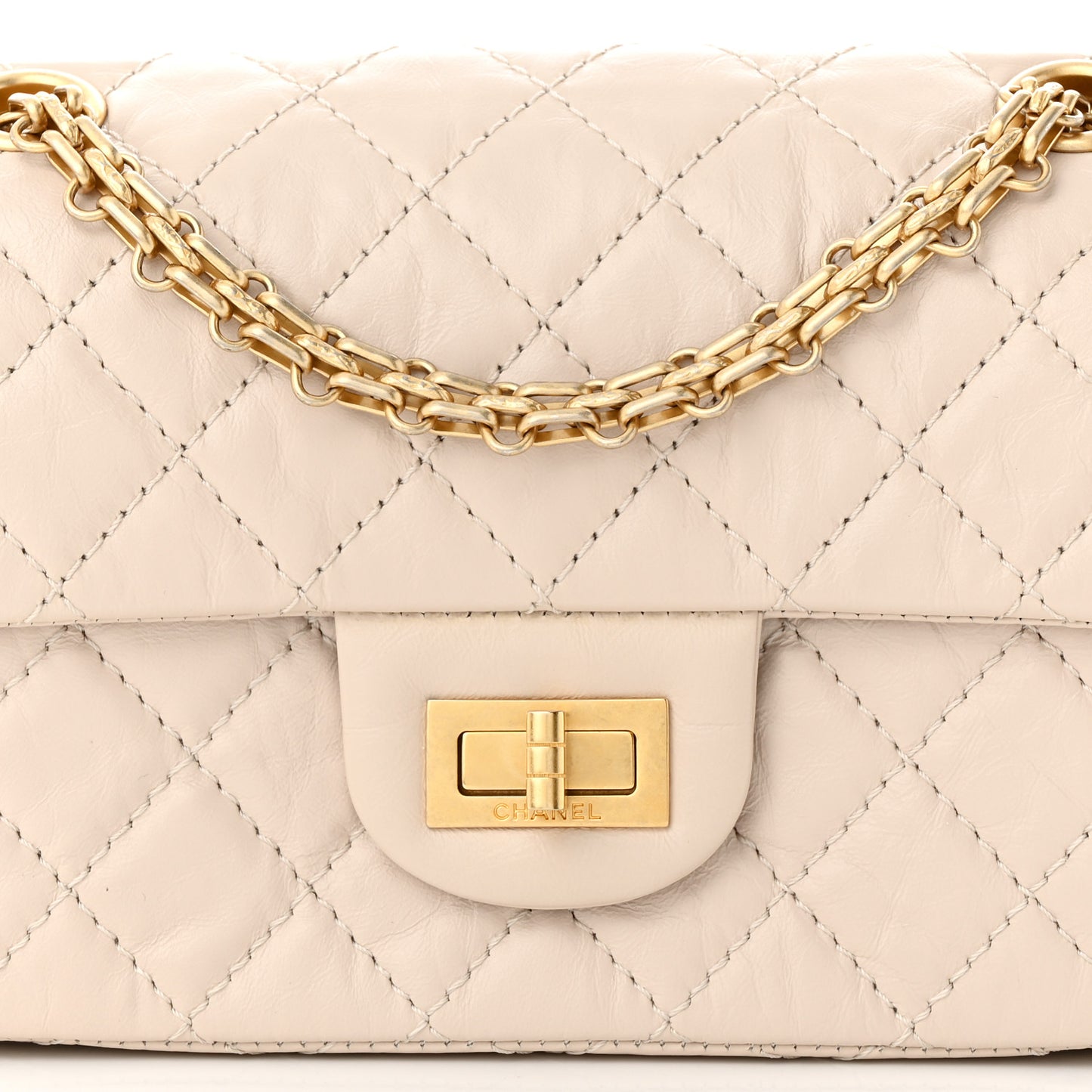 Aged Calfskin Quilted 2.55 Reissue Mini Flap Ecru