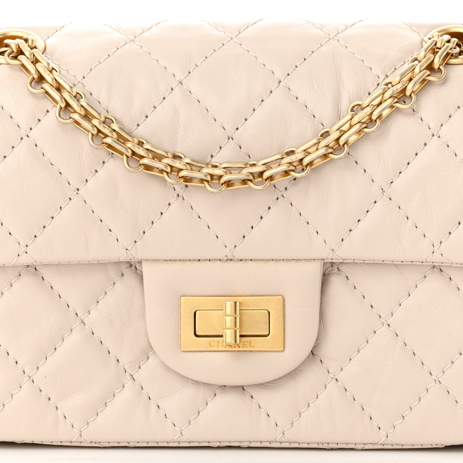 Chanel Aged Calfskin Quilted 2.55 Reissue Mini Flap Ecru 8 of 11
