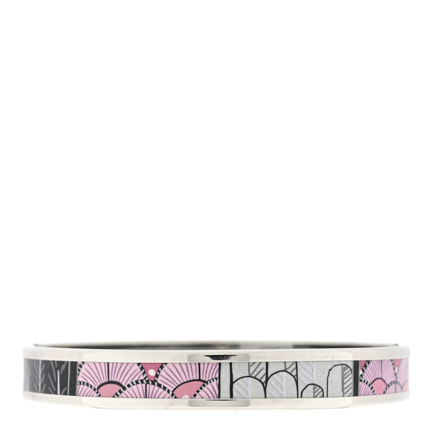Hermes Enamel Printed Narrow Tree of Song Bracelet 62 Faux Gris 1 of 3