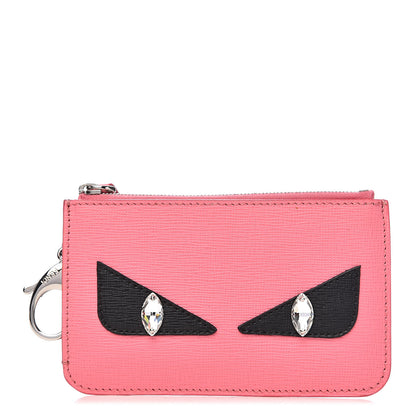 Fendi Vitello Elite Crystal Monster Eyes Coin Pouch Key Case Lollypop Black 1 of 8