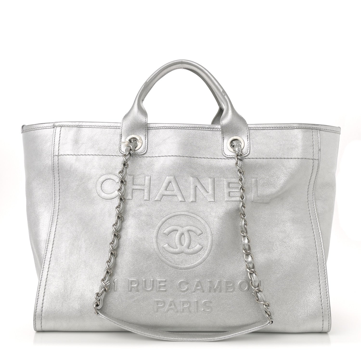 Chanel Metallic Calfskin Medium Deauville Tote Silver 1 of 27