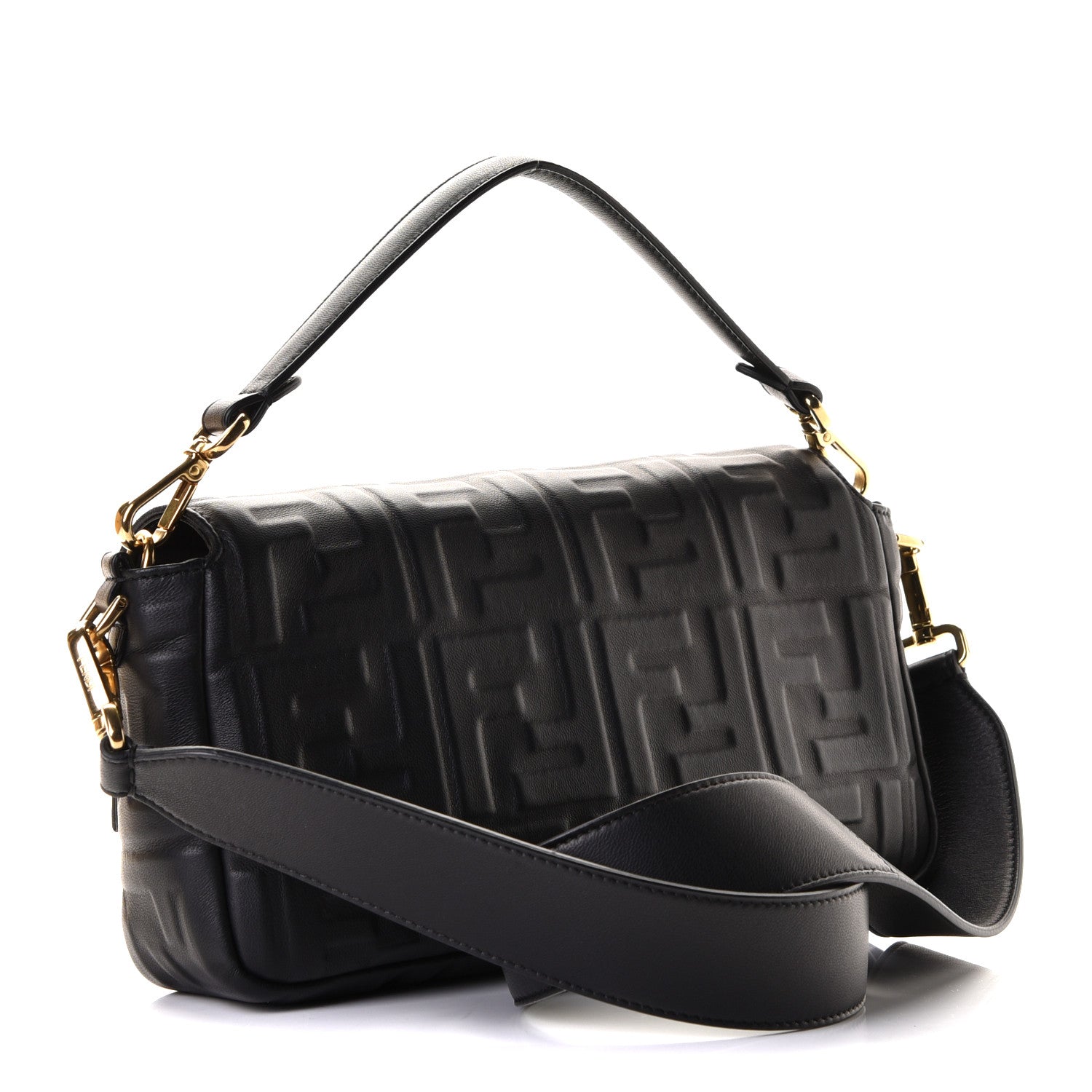 Fendi Nappa FF 1974 Embossed Baguette Black 2 of 8