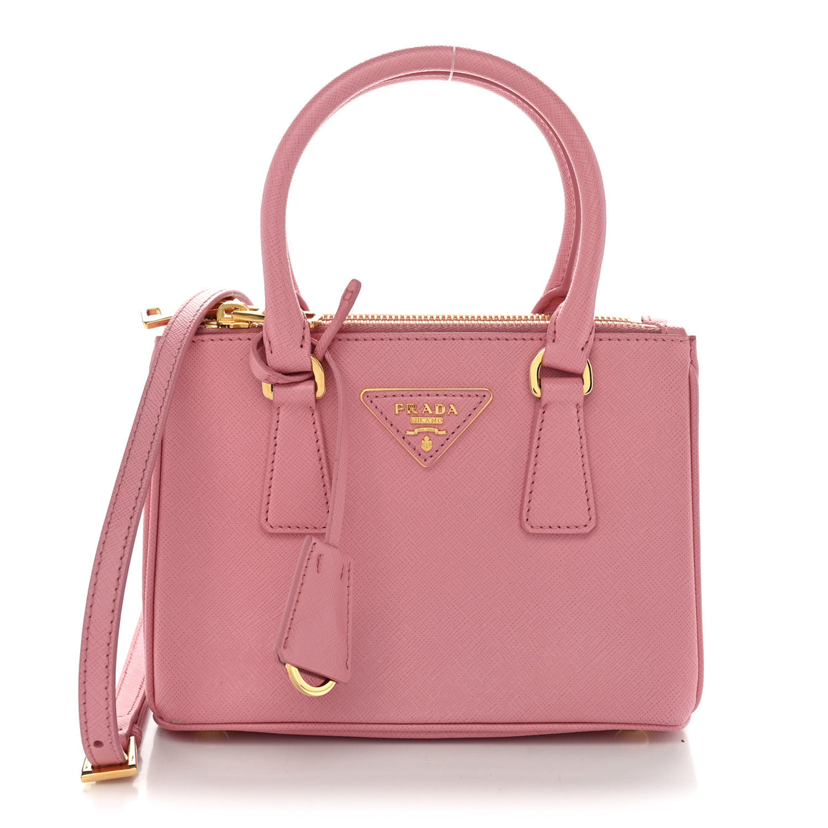 Saffiano Lux Micro Galleria Double Zip Tote Begonia