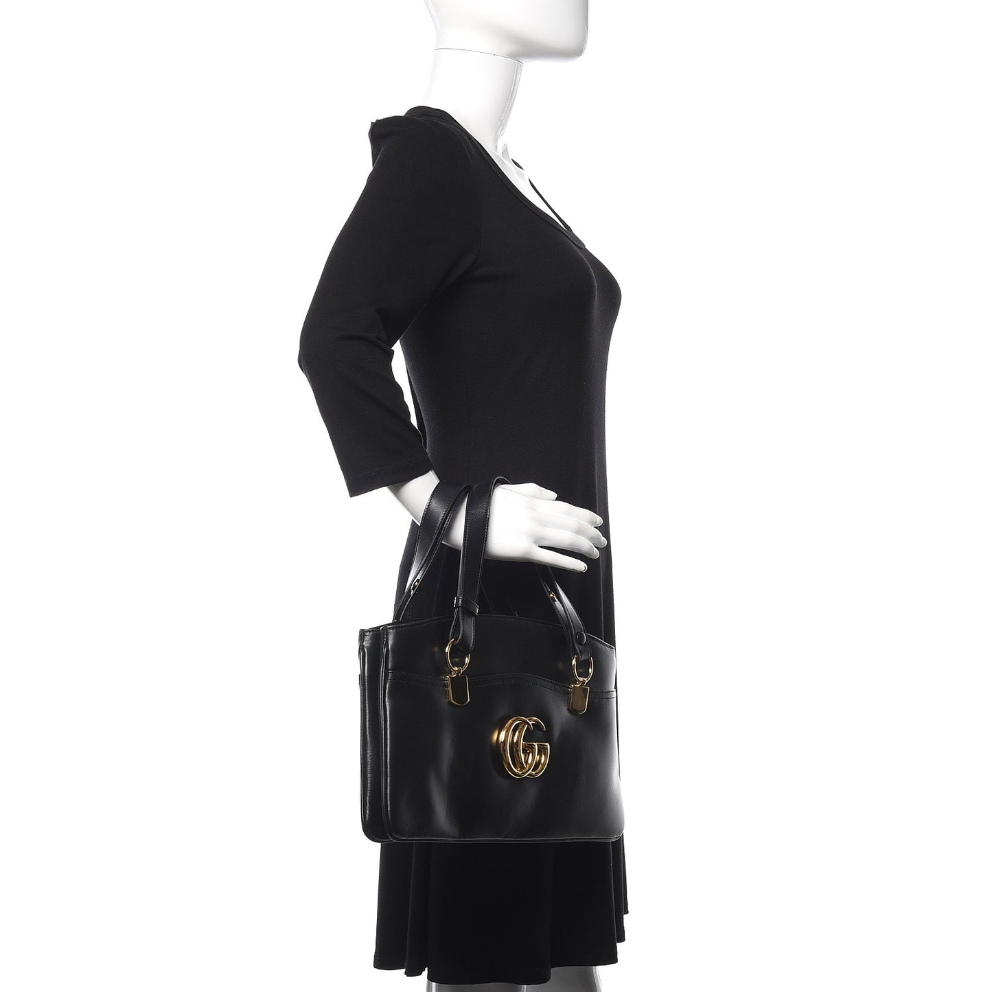 Vitello Palmellato Lux Large Arli Top Handle Bag Black