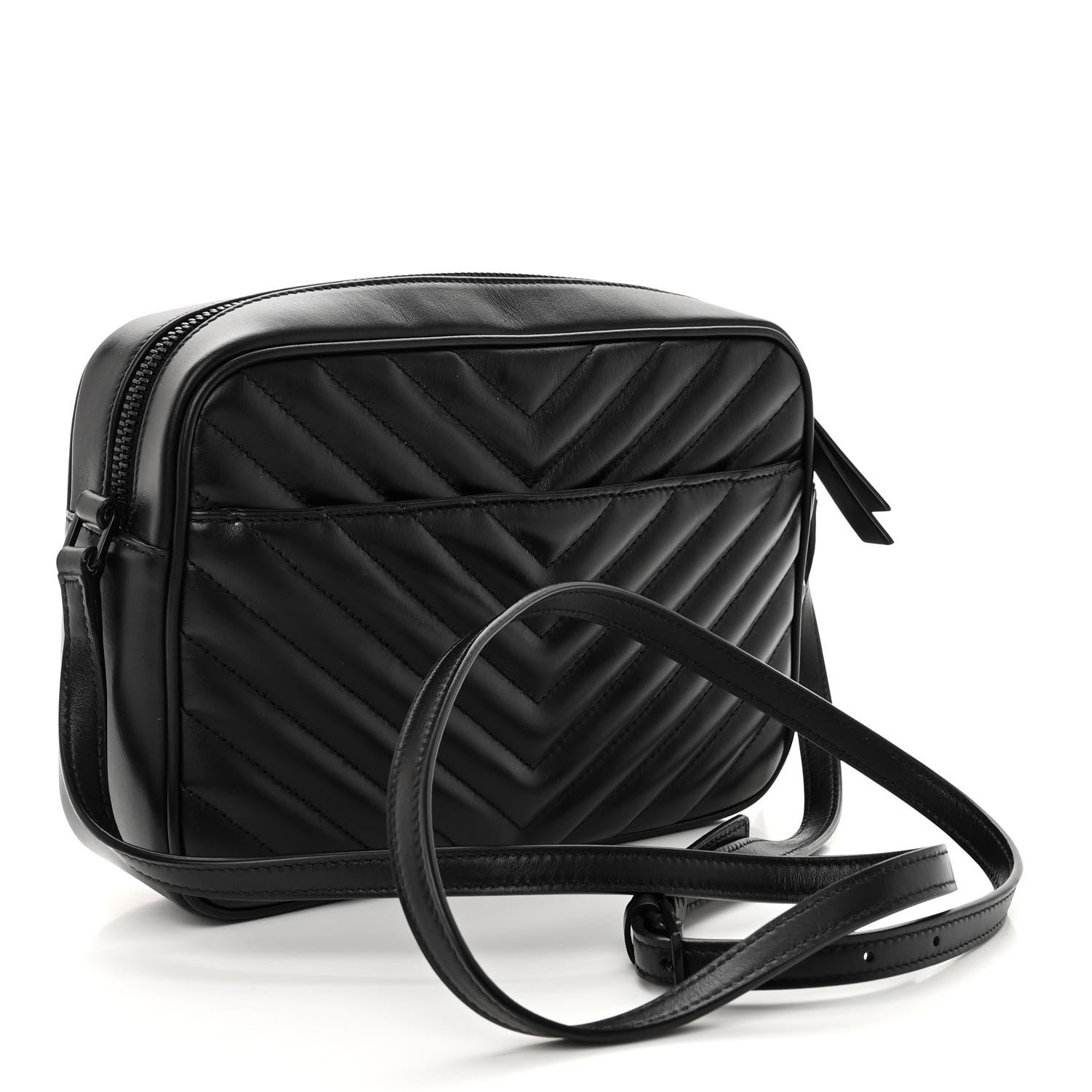 Saint Laurent Calfskin Matelasse Monogram Monochrome Lou Camera Bag Black 3 of 9
