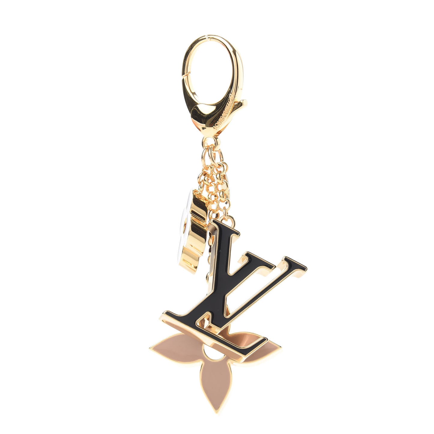Fleur De Monogram Bag Charm Dore