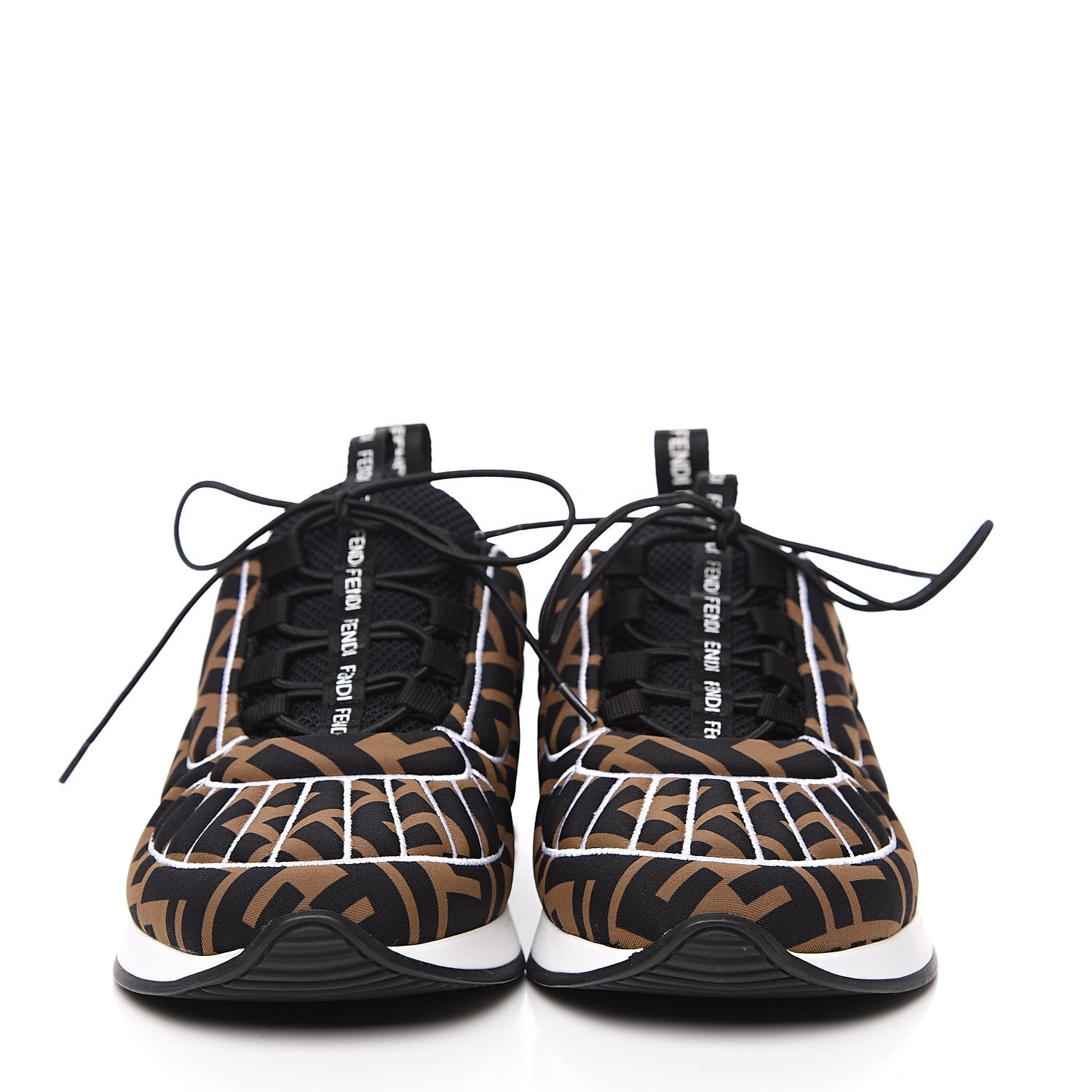 Fendi Stretch Fabric FFreedom Sneakers 36 Tobacco Black White 2 of 9