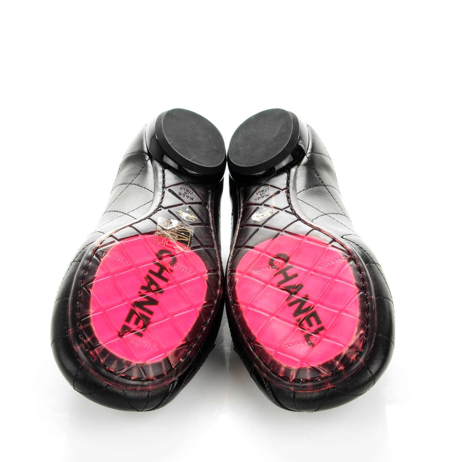 Chanel Lambskin Quilted Cambon Ballerina Flats 37.5 Black 5 of 9
