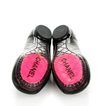 Chanel Lambskin Quilted Cambon Ballerina Flats 37.5 Black 5 of 9