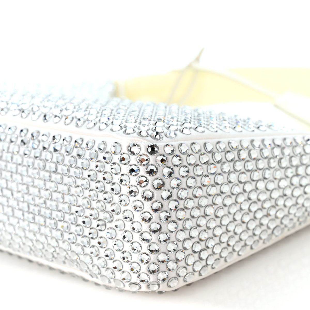 Satin Crystal Mini Re-Edition 2000 Bag White