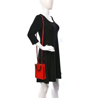 Fendi Vitello King Plexiglass Logo Embossed Mini Fendi Sunshine Shopper Tote Papavero 2 of 8