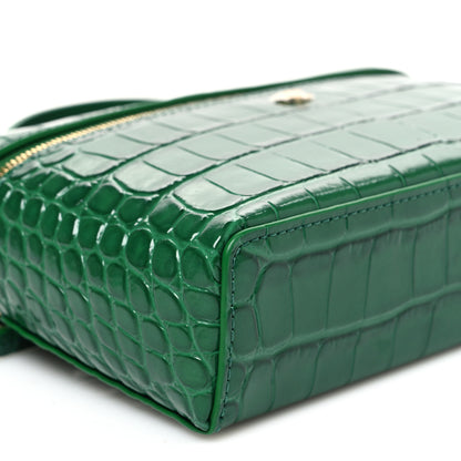 Chanel Calfskin Crocodile Embossed Crococo Top Handle Slim Vanity Case With Chain Green 8 of 10