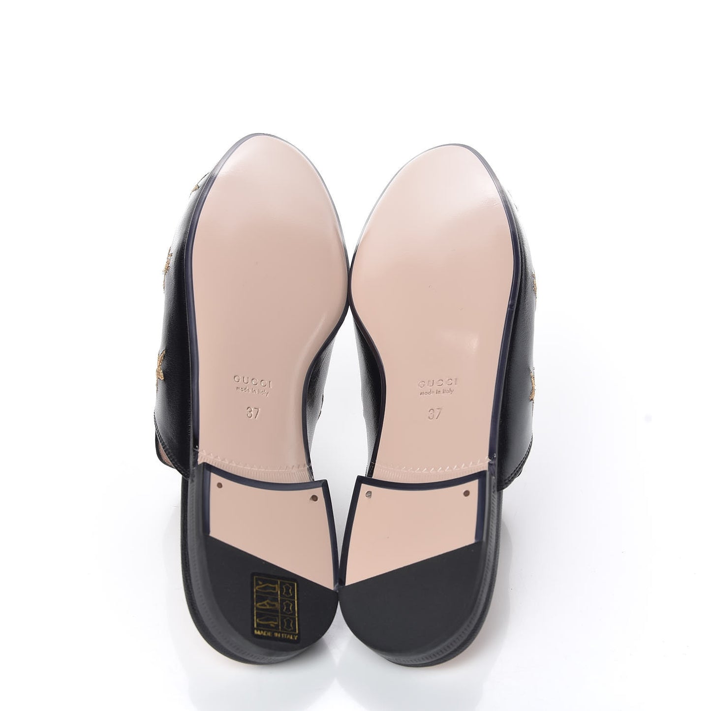 Goatskin Bee Star Embroidered Womens Princetown Slippers 37 Black