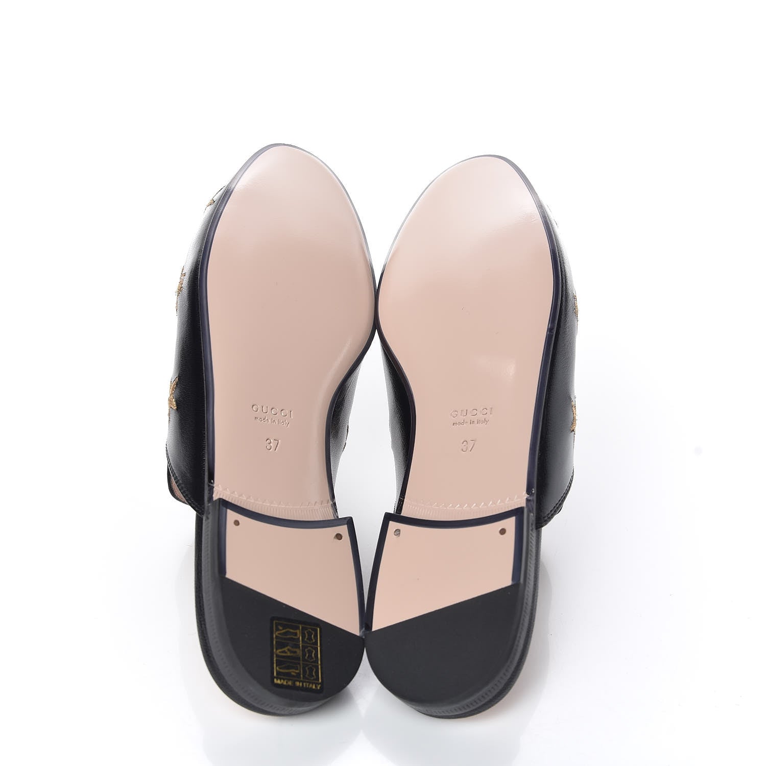 Gucci Goatskin Bee Star Embroidered Womens Princetown Slippers 37 Black 5 of 9