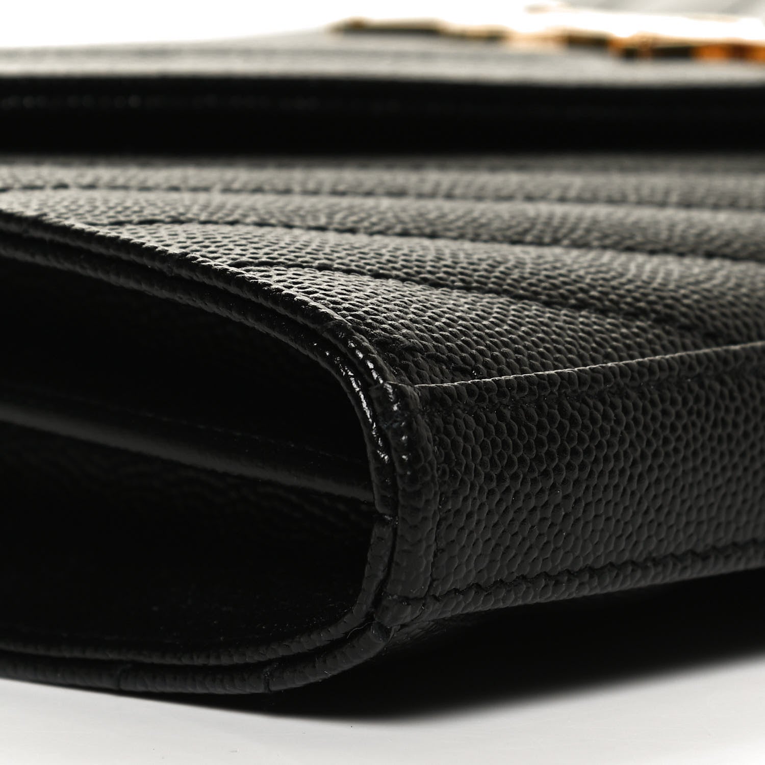Saint Laurent Grain De Poudre Matelasse Chevron Monogram Chain Wallet Black 9 of 11