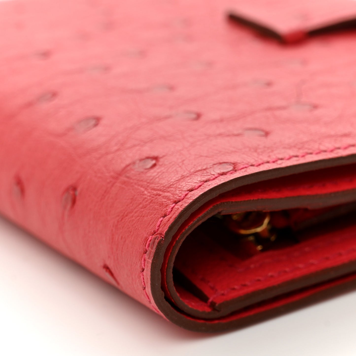 Ostrich Bearn Compact Wallet Rouge Vif