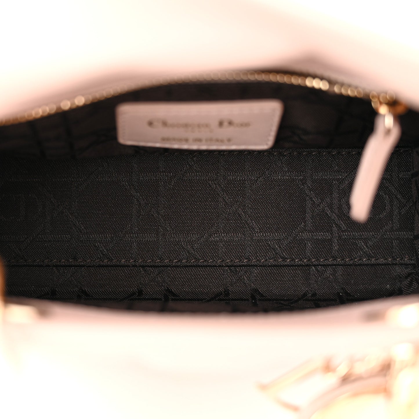 Lambskin Cannage Mini Lady Dior Rose Poudre