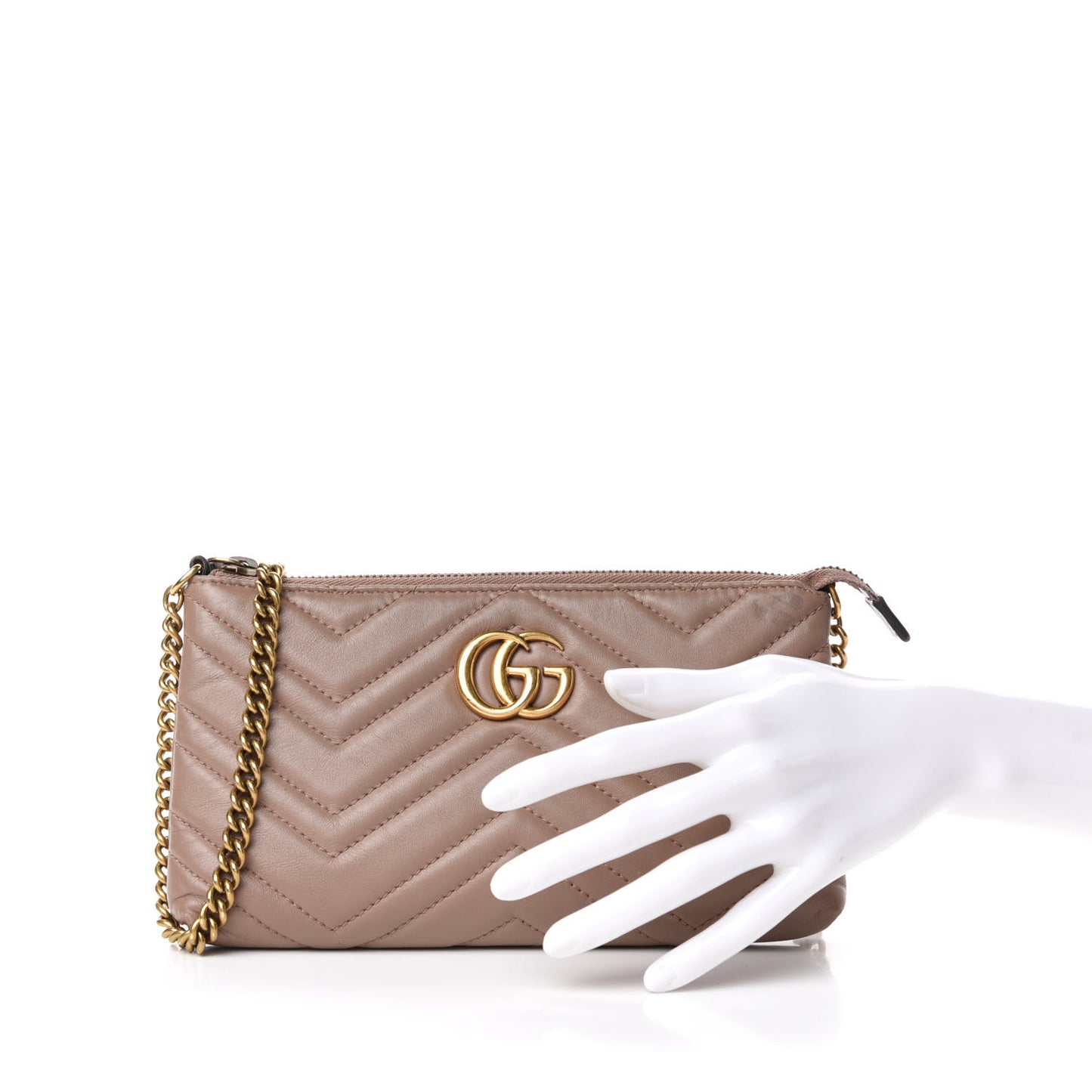 Calfskin Matelasse Mini GG Marmont Chain Bag Porcelain Rose