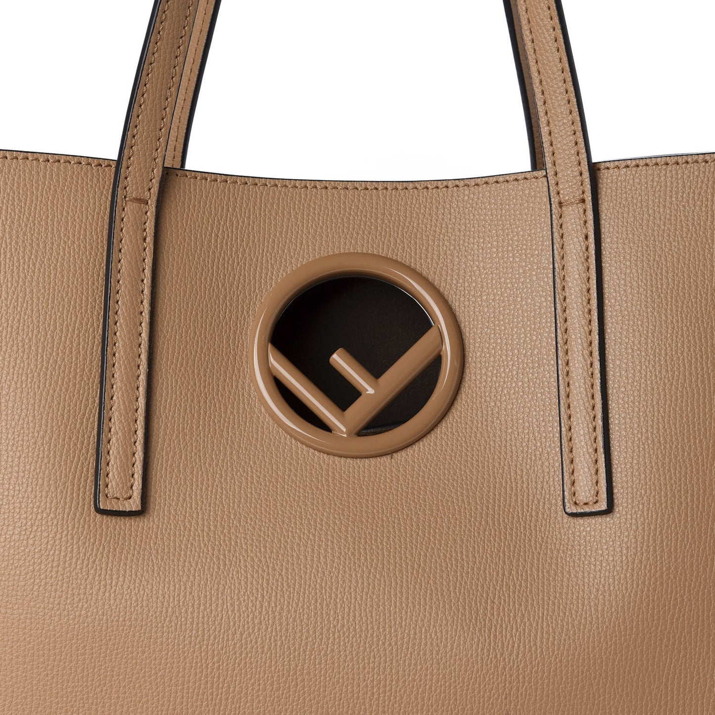 Vitello Vienna Enamel F is Fendi Shopping Tote Miele Scuro Taupe