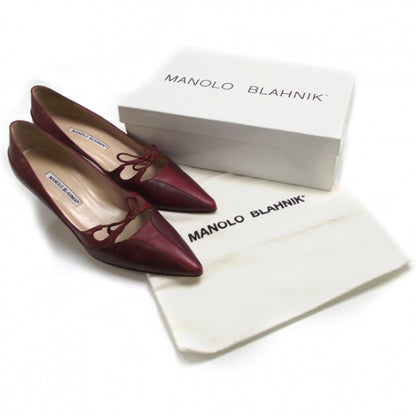 FASHIONPHILE MANOLOBLAHNIKLeatherBowKittenHeels39.5 2 of 9