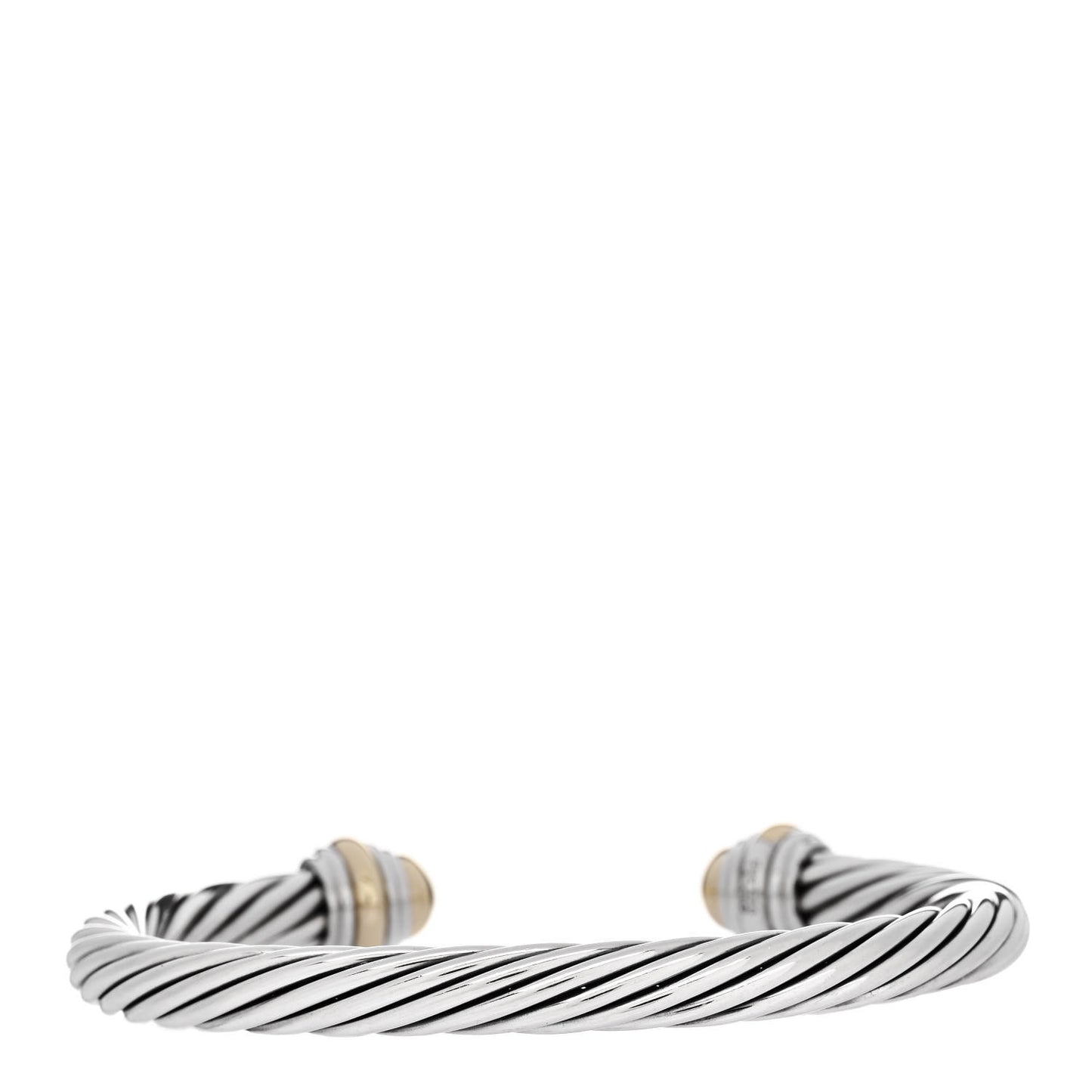 Sterling Silver 14K Yellow Gold 7mm Cable Classics Dome Bracelet