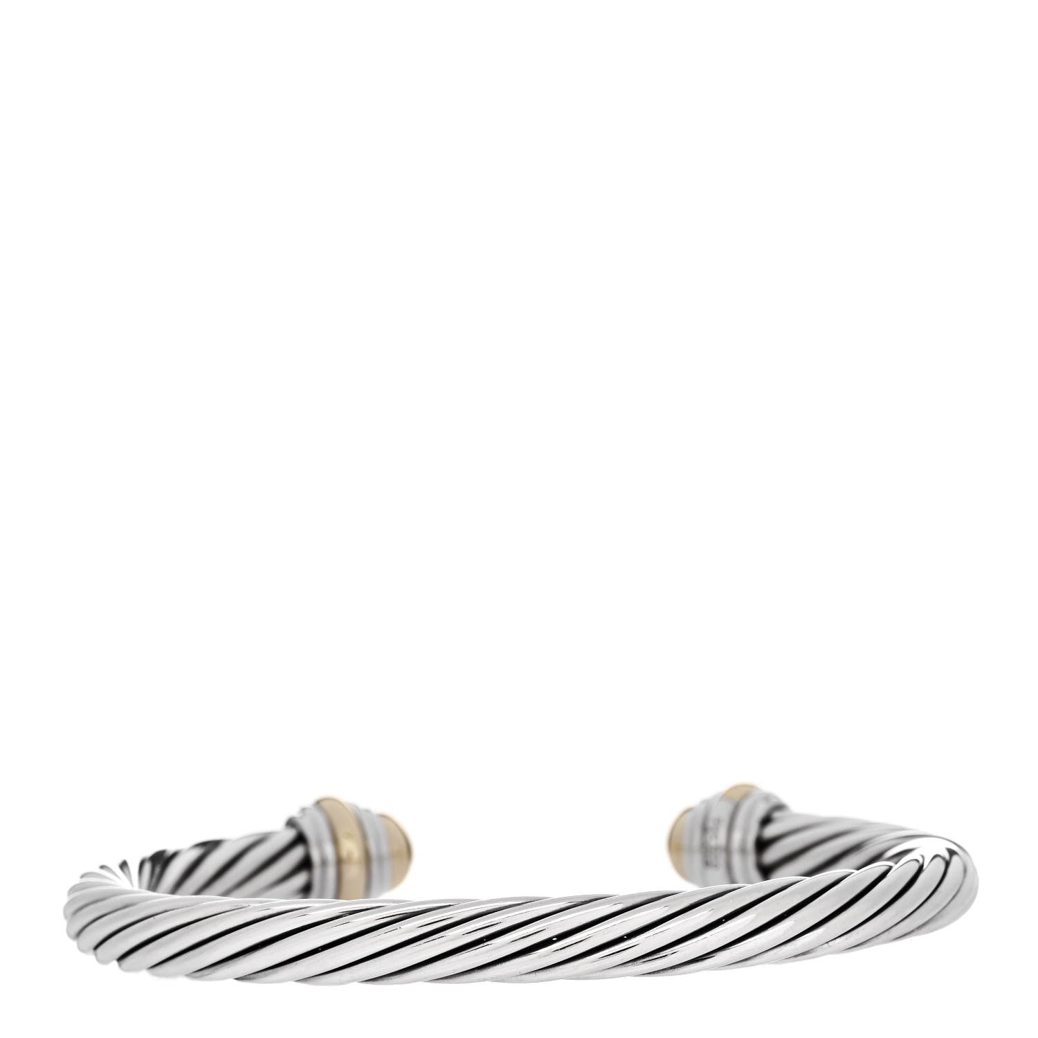 David Yurman Sterling Silver 14K Yellow Gold 7mm Cable Classics Dome Bracelet 2 of 3