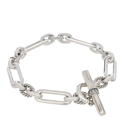 David Yurman Sterling Silver Diamond 9.8mm Lexington Chain Bracelet 1 of 3