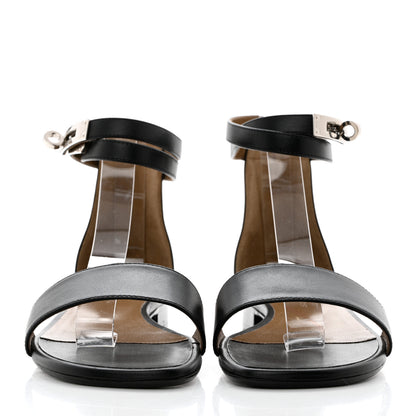 Hermes Heritage Calfskin Baia Sandals 37 Black 2 of 10