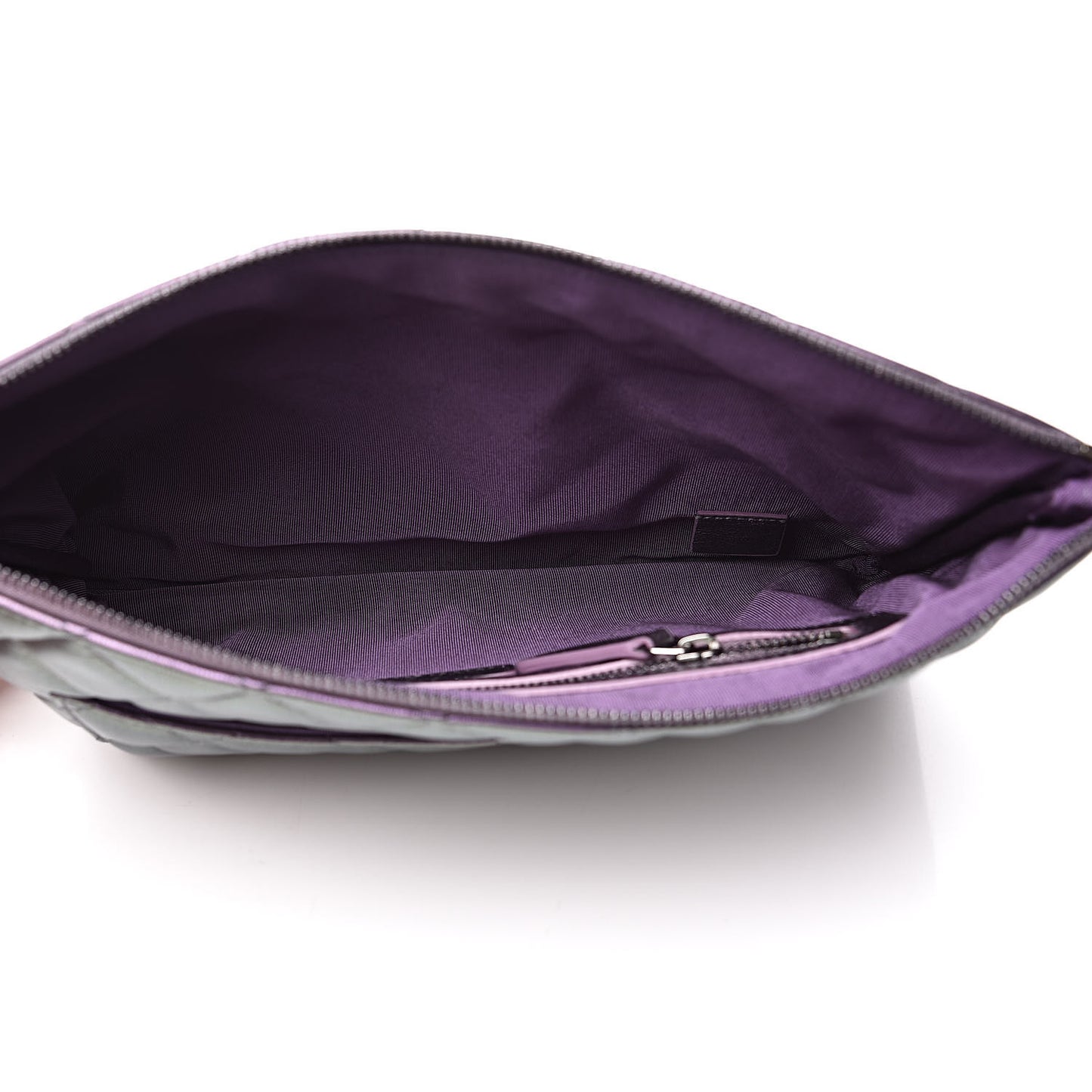 Metallic Lambskin Quilted Medium Cosmetic Case Purple