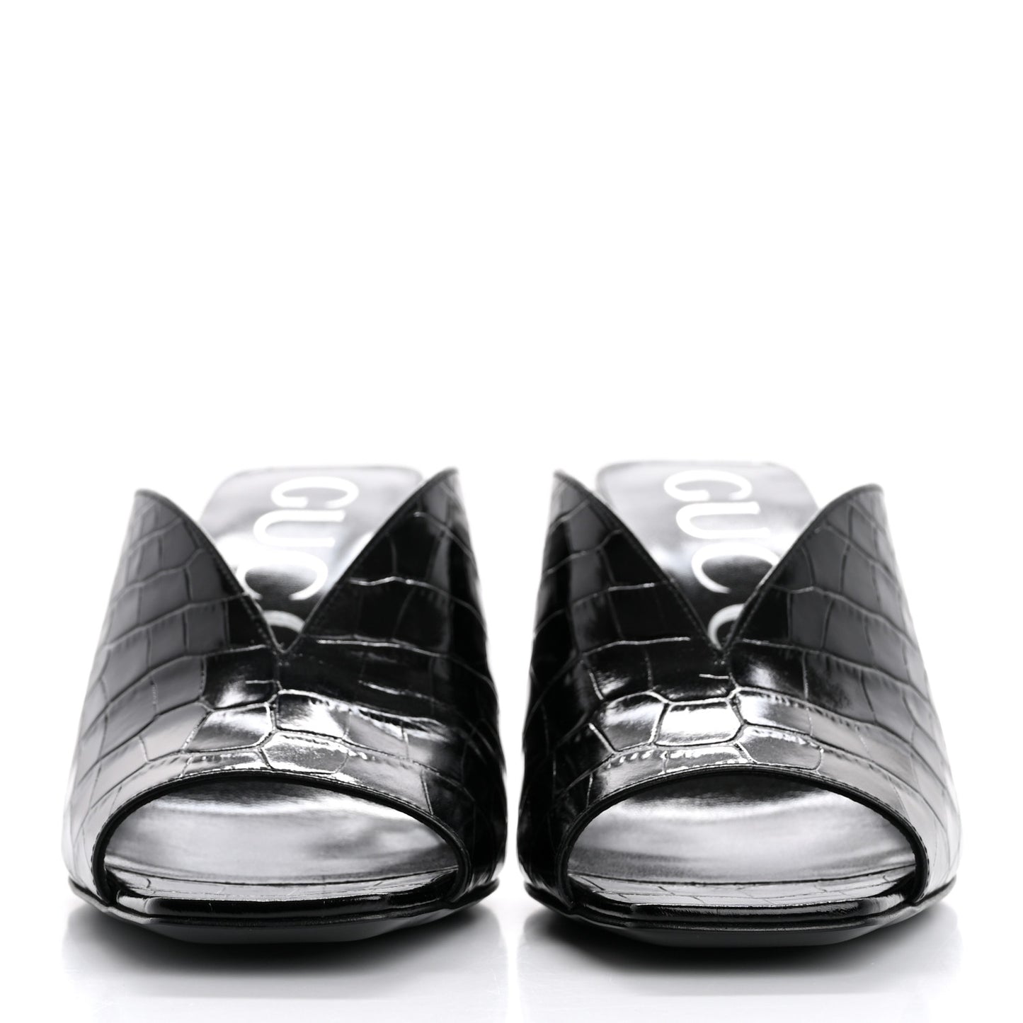 Croco Calf Lux Mule Sandals 37.5 Black