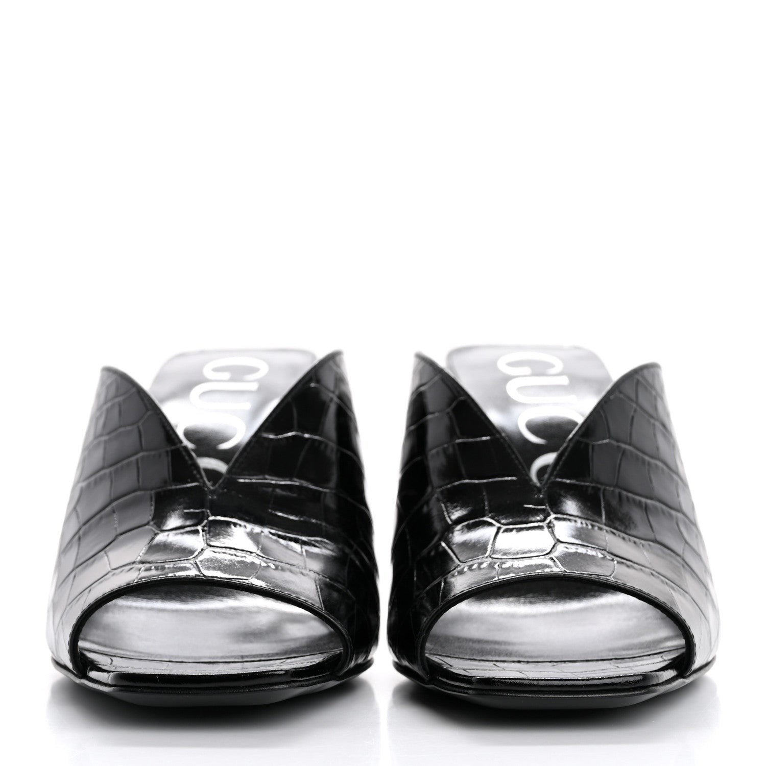 Gucci Croco Calf Lux Mule Sandals 37.5 Black 3 of 10