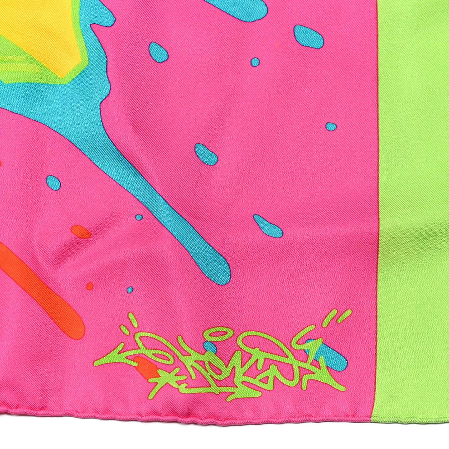 Silk Graff Hermes Graffiti Scarf 90 Rose Fluo Soleil Vert Fluo