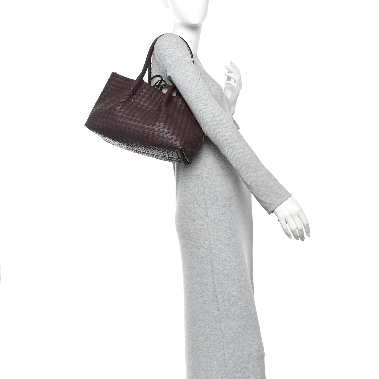 Calfskin Intrecciato Pinacoteca Reversible Tote Dark Barolo Pickle