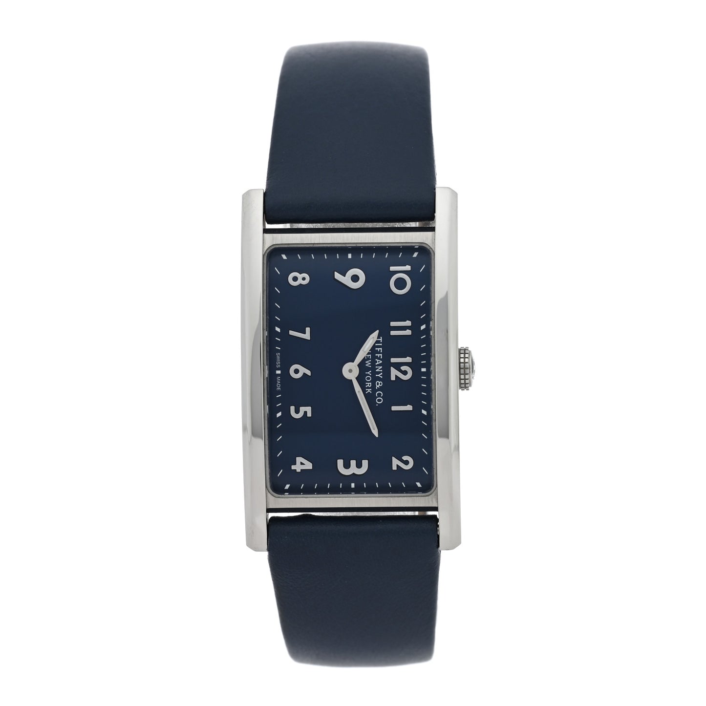 Stainless Steel Calfskin 22mm East West Quartz Watch Blue