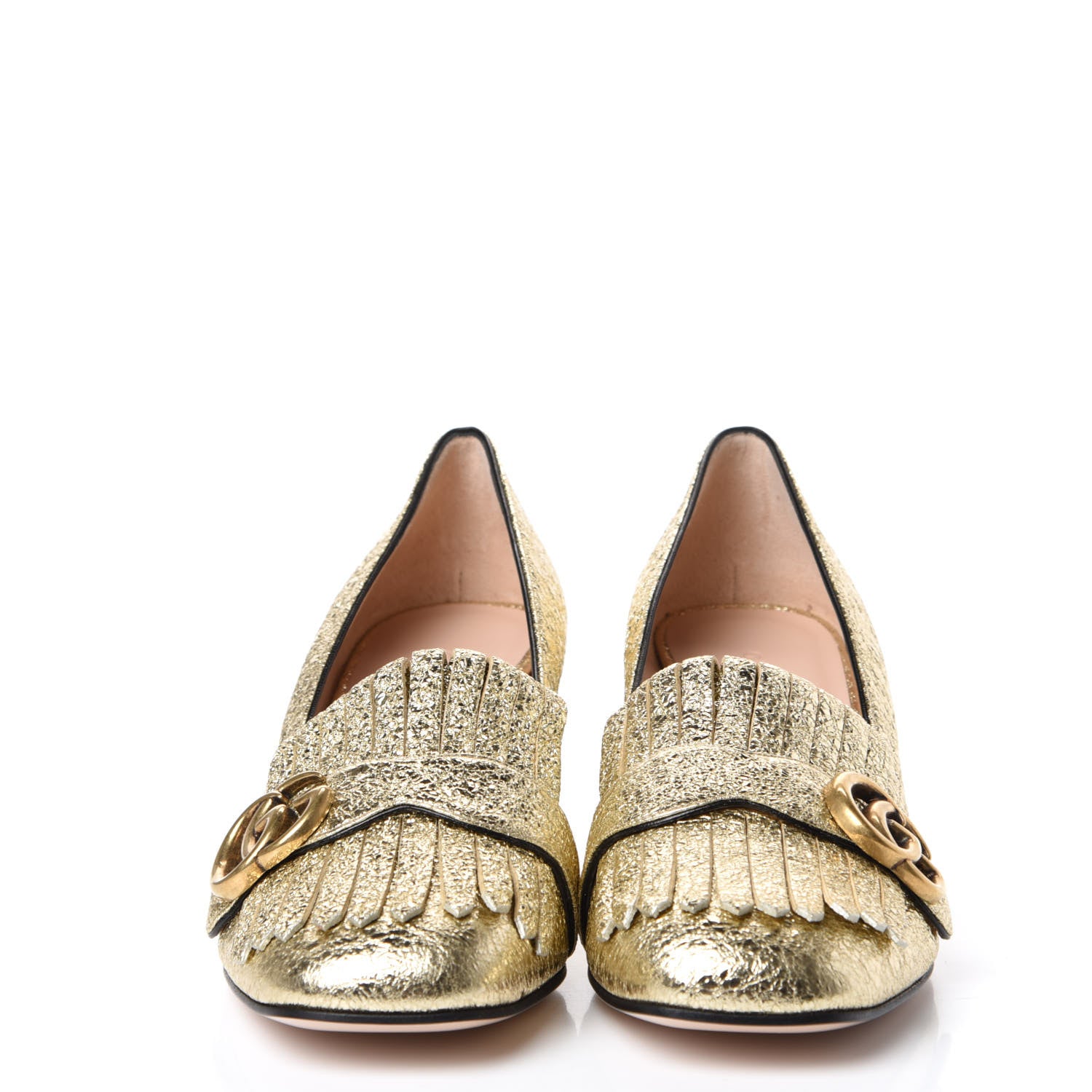Gucci Galassia GG Marmont Fringe 50mm Loafer Pumps 39 Platino 3 of 10