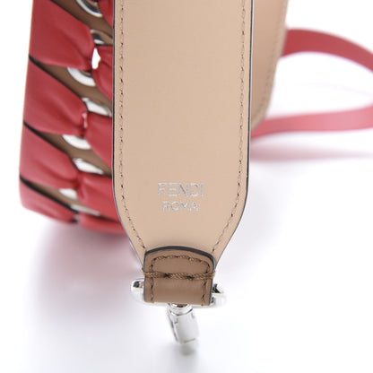 Fendi Calfskin Shiny Nappa Lace up Bow Strap You Brown Red 3 of 4