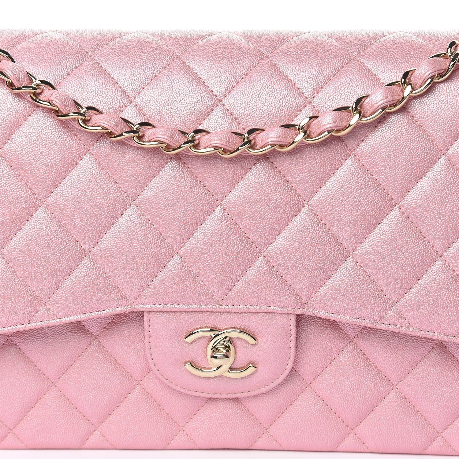 Chanel Iridescent Caviar Quilted Jumbo Double Flap Rose Pink 10 of 10